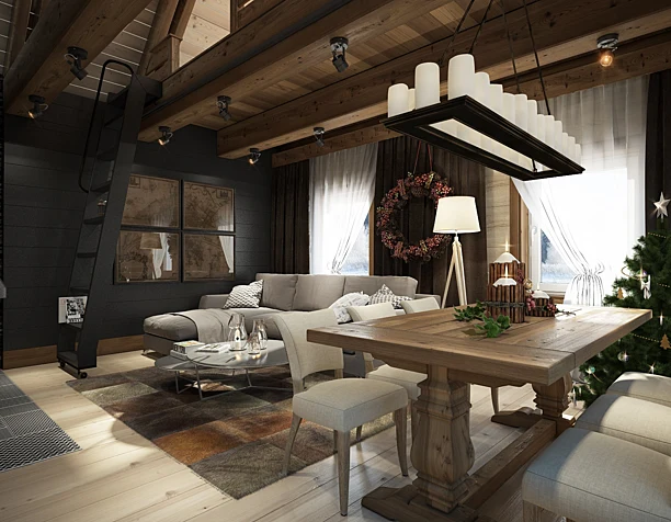 Дизайн интерьера летнего дома в стиле Chalet