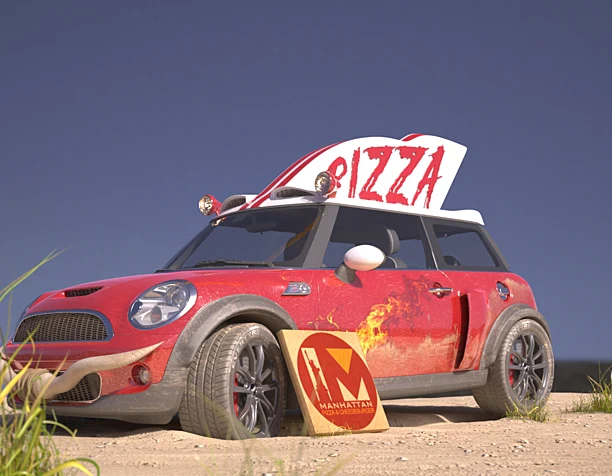 Mini Cooper для службы доставки пиццы