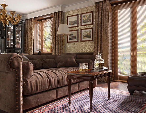 Living room interior visualisation in classic style