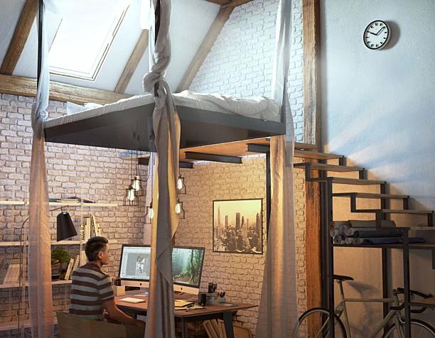 Lonely architect's bedroom