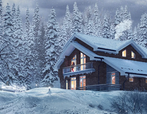 Winter house in the forest