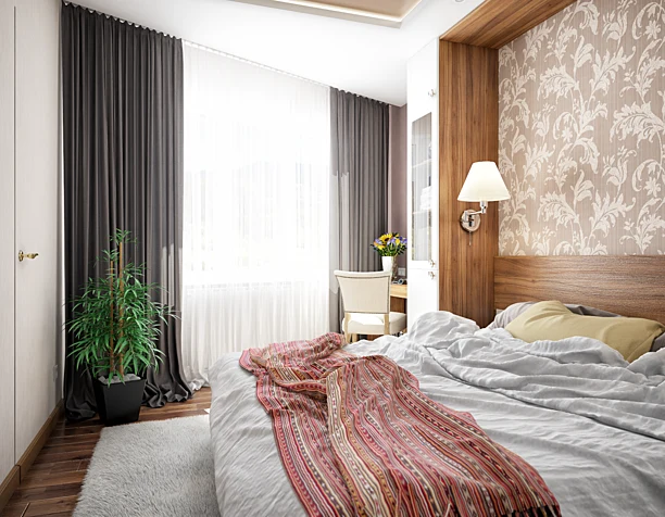 Bedroom in contemporary restrained style
