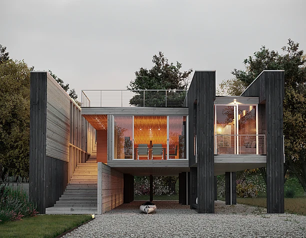 Эко дом на сваях в East Hampton