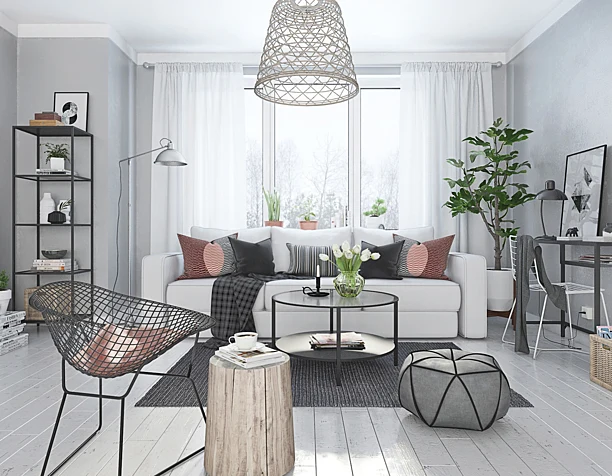 Living room in Scandinavian style