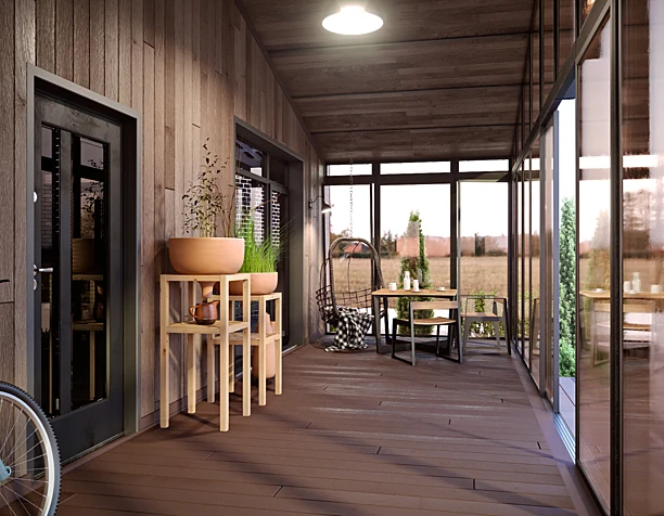 Glass modern terrace