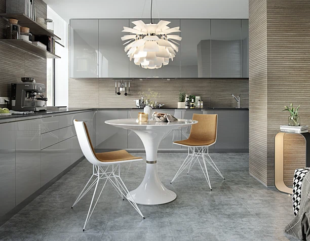 CG - Modern Kitchen In Light Gray Design