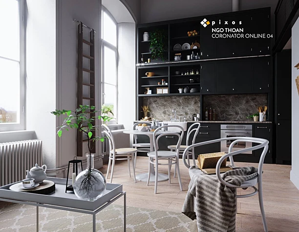 living room & kitchen