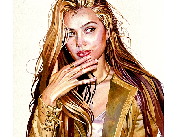 Golden Portrait. Watercolor.