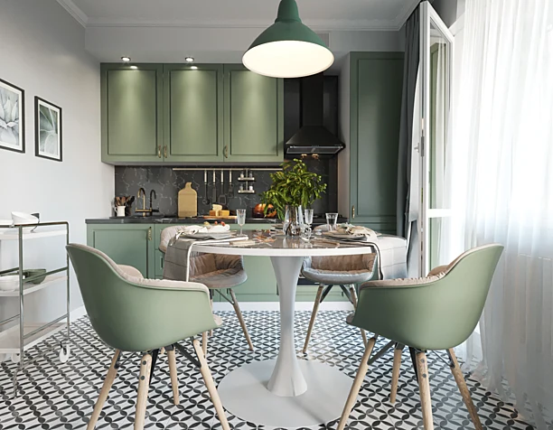 Green kitchen project. 12m2