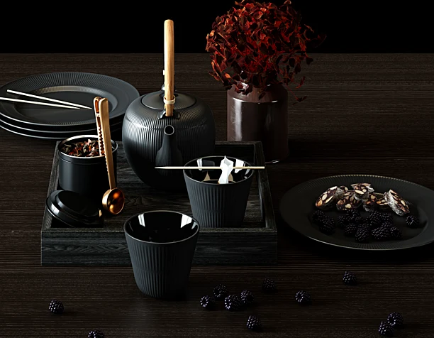 Royal Copenhagen - BLACK FLUTED SET (сделано по референсу)