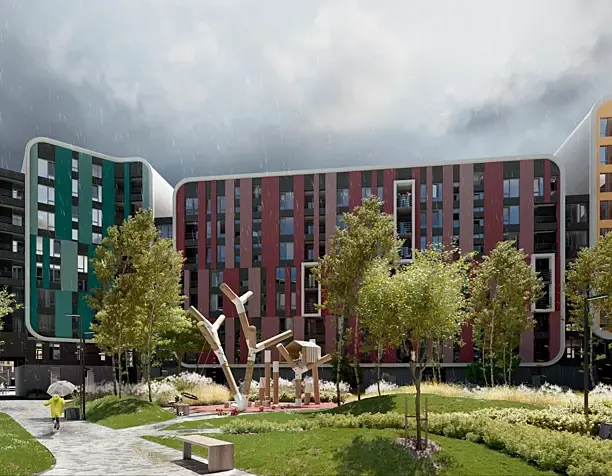 Architecture visualization of the courtyard