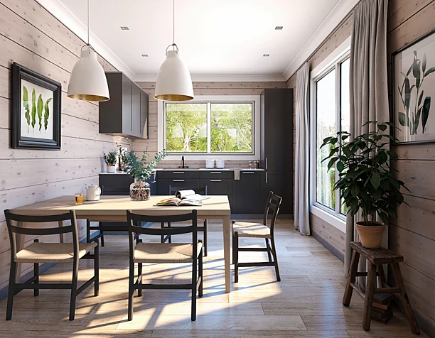 Kitchen in the wooden cottage