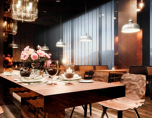 The interior design of the restaurant