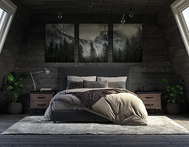 Dark bedroom.