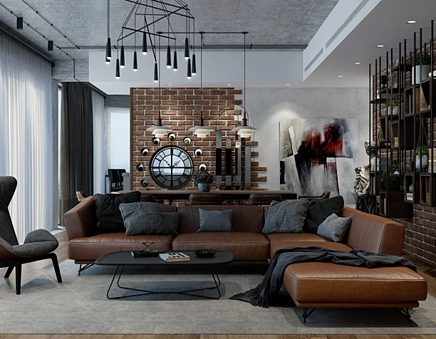 Modrn Loft Living room & kitchen
