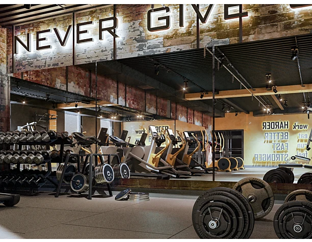 industrial loft fitness interior