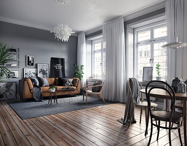 Scandinavian interior in Grey tones (сделано по референсу)