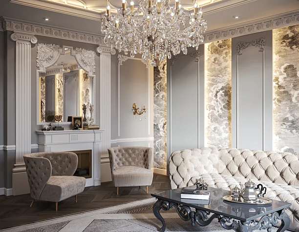 Neoclassical living room interior 01