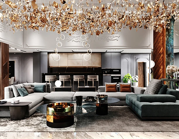 Magnificent kitchen-living room