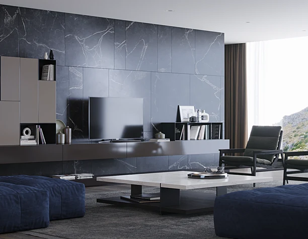 Black marble living room