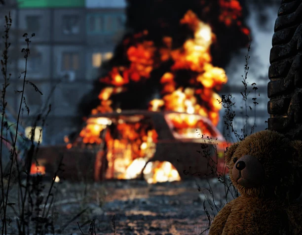 Burning car
