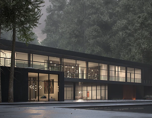 "Ghost". Private architecture in a pine wood.