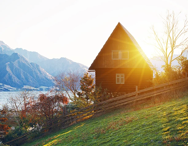 House by the mountainside.
