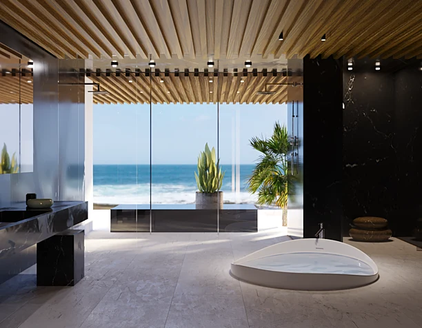 Bathroom with sea view (сделано по референсу)