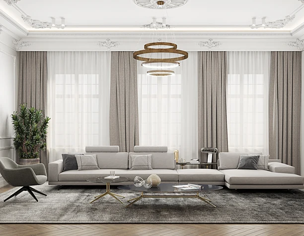 Spacious modern classic living room