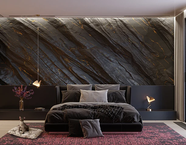 The bedroom in shades of wine