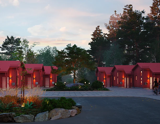 Red camping housing