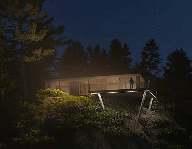 Concrete house in the forest
