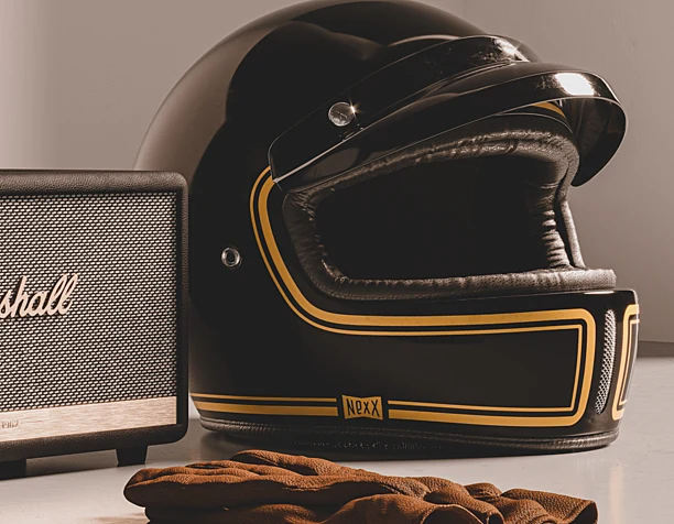 3D model of Helmet x g100, Marshall Stanmore II and Red WIng Gloves