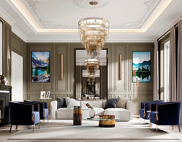 neoclassical guestroom