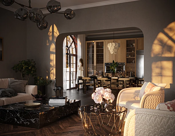 SUNSET. Living room & Kitchen