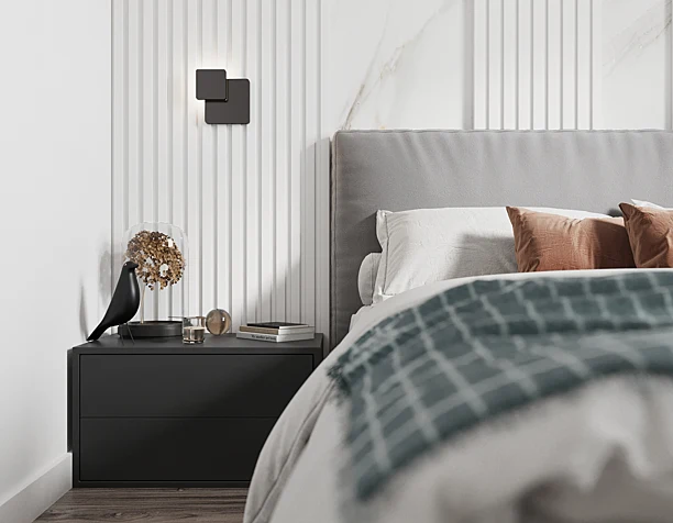 BEDROOM IN A MODERN STYLE WITH BRIGHT ACCENTS