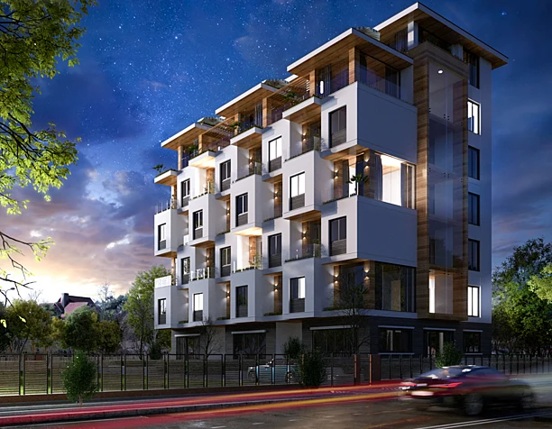 The project of a residential building in the style of Hi-tech