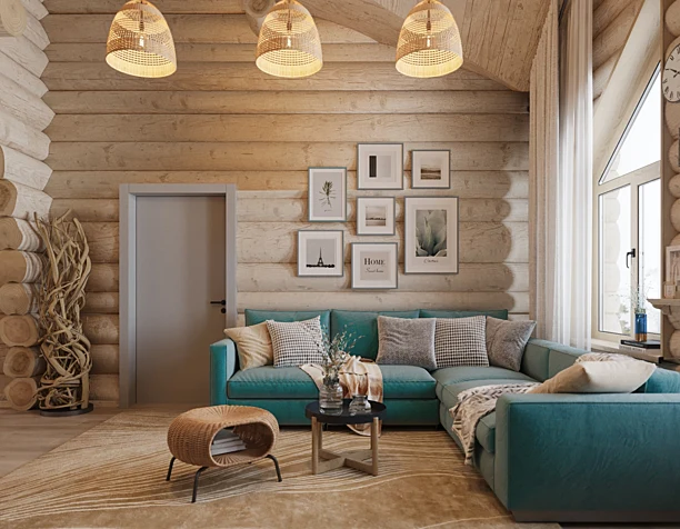 Living room in wood house