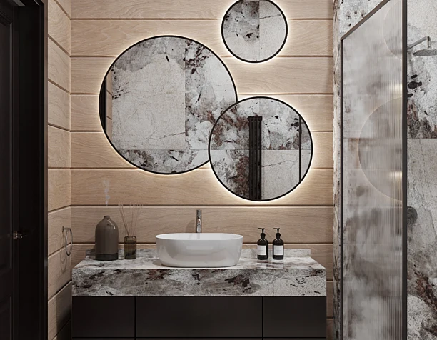 Bathroom in a log house