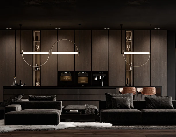 LIVING ROOM AREA & KITCHEN
