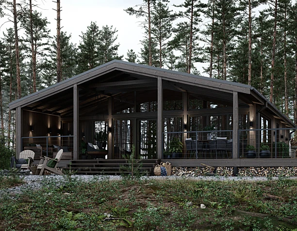 BARN HOUSE IN A PINE FOREST