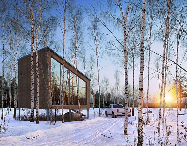 Визуализация  "Зимнее утро" (сделано по референсу)