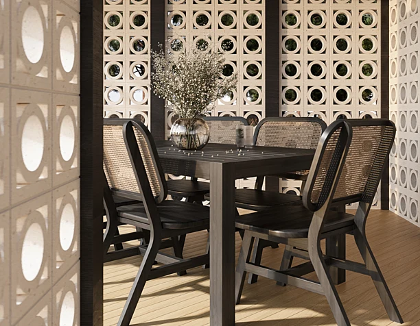 Summer pergola with breeze-blocks, archviz