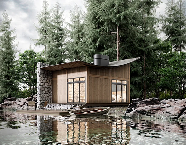 Forest lake cabin
