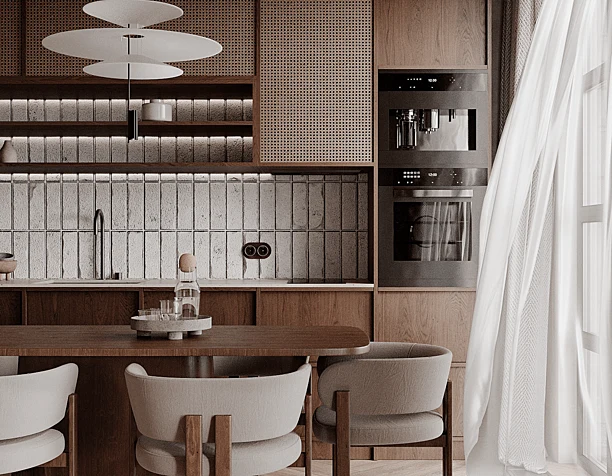 kitchen & living room