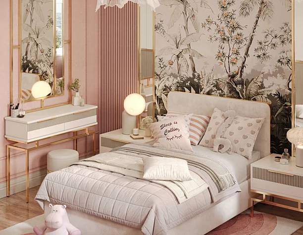 Girls' Nursery - Rose Gold - 360° Panorama