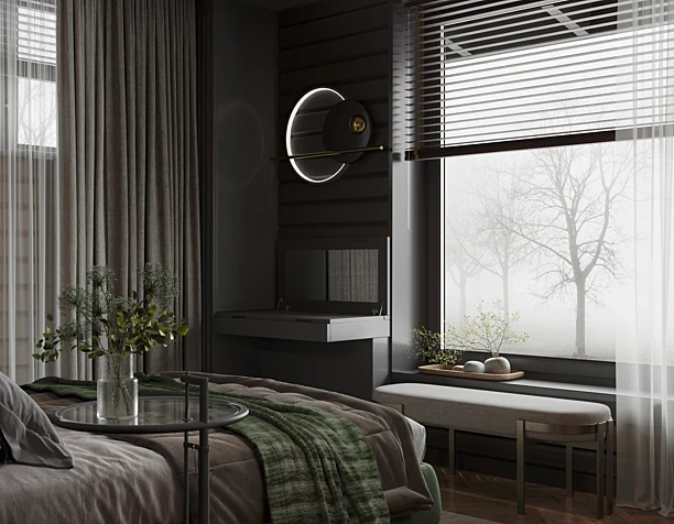 Dark master bedroom