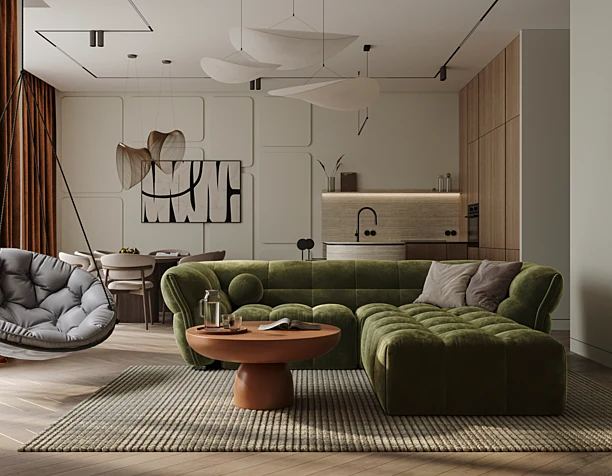 3D visualization of the kitchen-living room