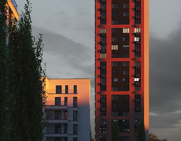 Закат солнца в городе