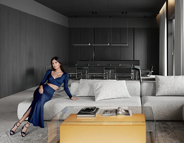 dark living-dining room design